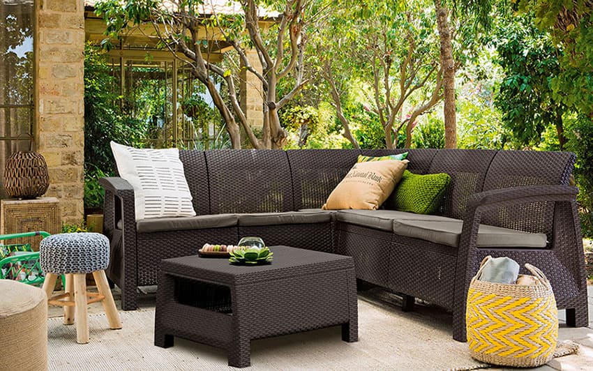 Ugaona Baštenska Garnitura Bahama Relax Brown