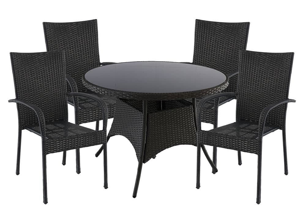 Baštenska Garnitura Santiago Black - 4 Fotelje i Sto