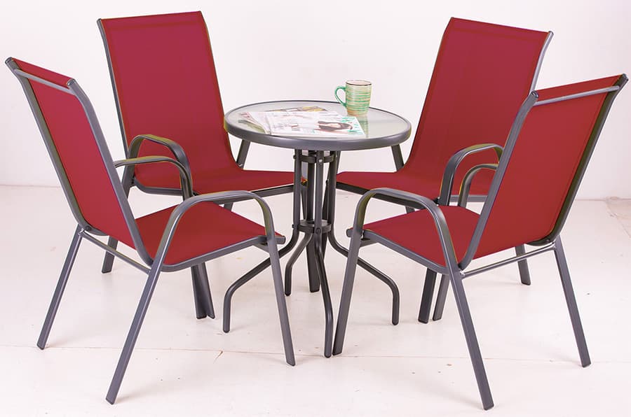 Garnitura Od Metala i Tekstilena - Acme Red - 4 Stolice i Sto