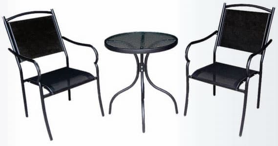 Metalna Balkonska Garnitura Pom - 2 Stolice i Sto Sa Staklom