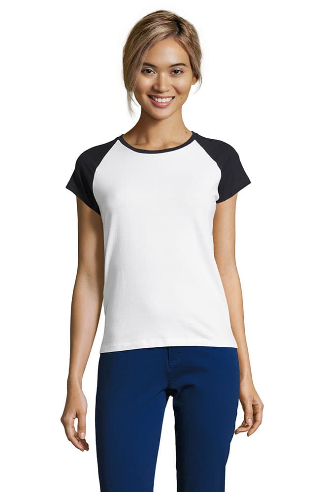 Sols Ženska majica sa kratkim rukavima Milky white/navy veličina XXL 11195