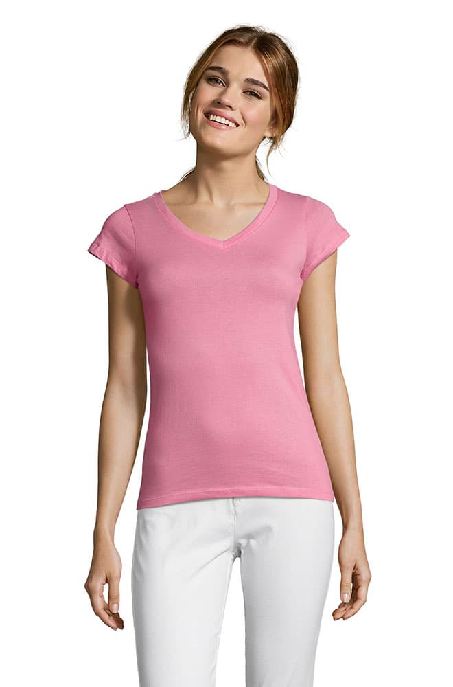 Sols Ženska majica V izrez Moon Orchid Pink veličina 3XL 11388