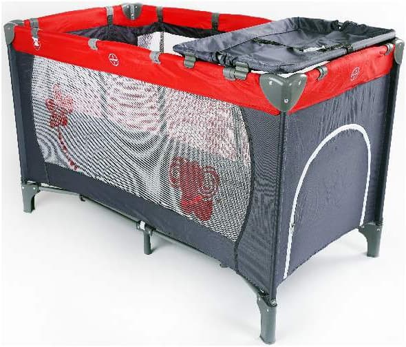 BBO Prenosivi krevetac 2 nivoa 8069V2 sivo-crveni