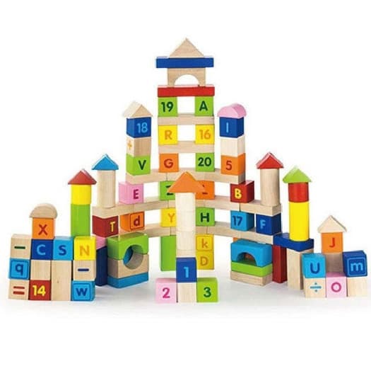 Šarene drvene kocke sa slovima i brojevima 100 komada