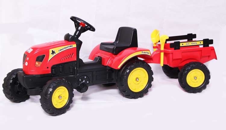 Dečiji Traktor sa prikolicom na pedale 01 Crveni Go 1005