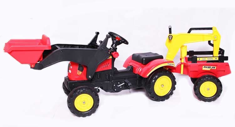 Dečiji Traktor sa prikolicom na pedale 09 Crveni Go 1005
