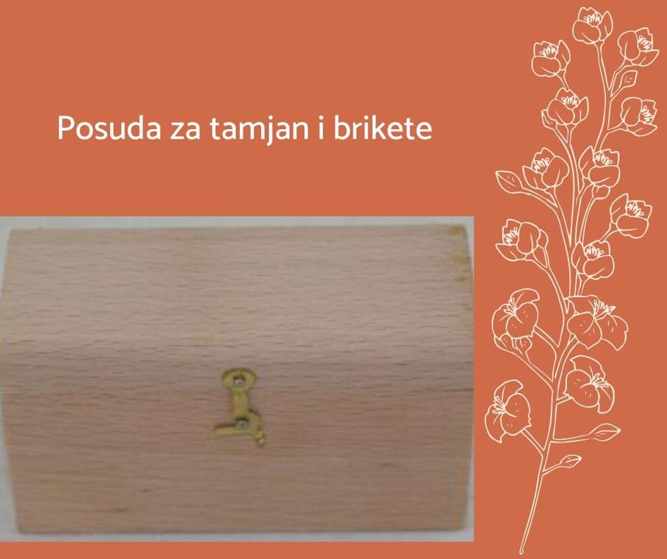 Posuda za tamjan i brikete od drveta bukve sa dve pregrade