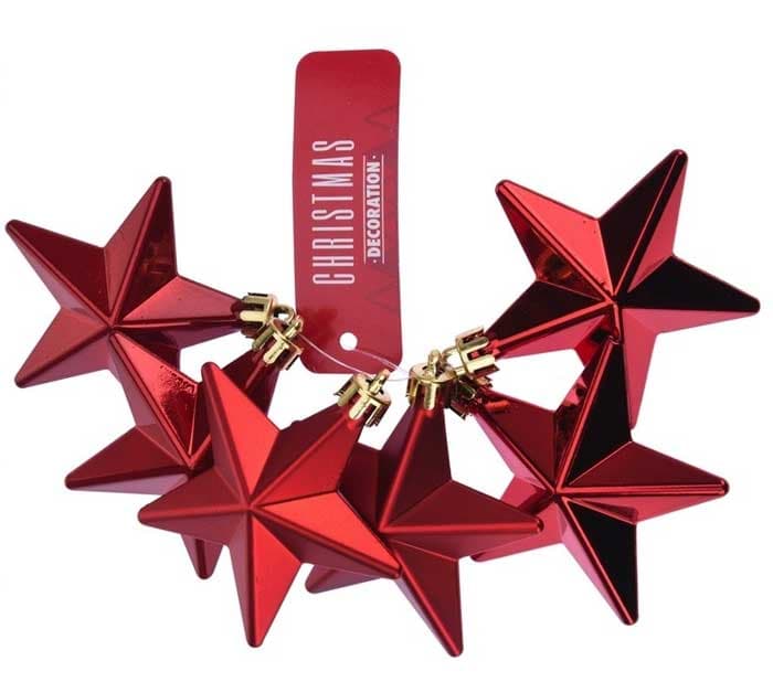 Ukrasi za jelku Zvezde crvene boje 6 kom. CAN206620
