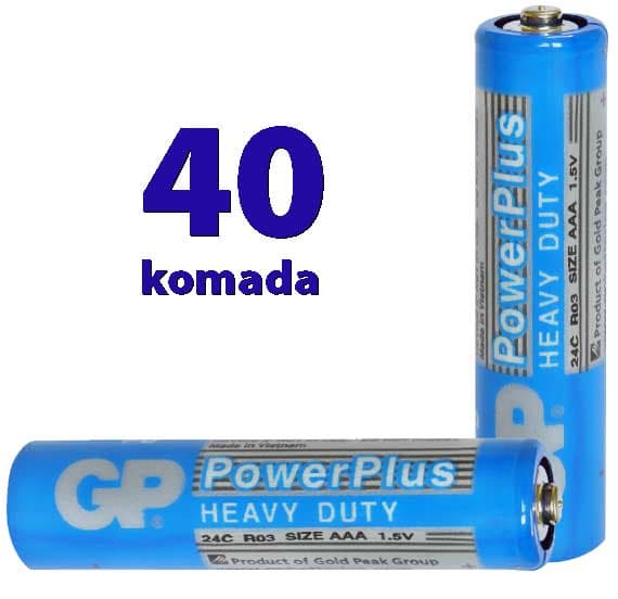 GP Klasične cink-oksid baterije AAA 1.5V 40 komada