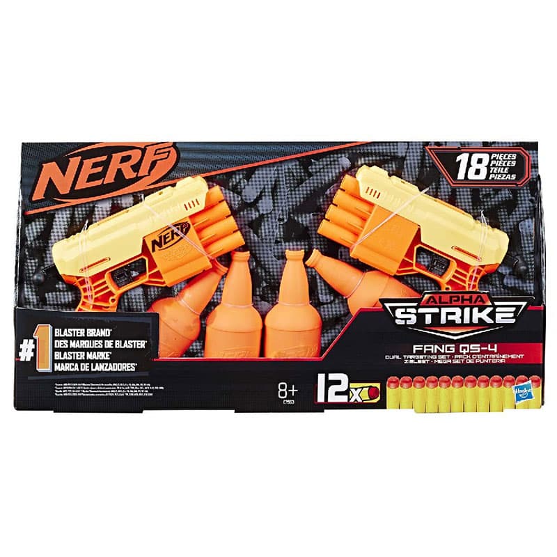 NERF Oružje sa municijom Pištolj Alpha Strike FANG QS 4 DUEL TGT Blaster Set 18 delova E7563