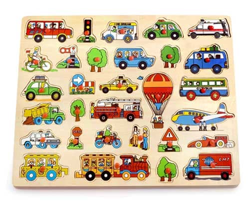 Pino Toys Velika drvena uklapalica Saobraćaj