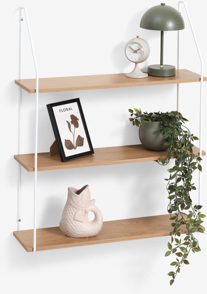 Zidna viseća polica 80x65x20 cm Bela Natur