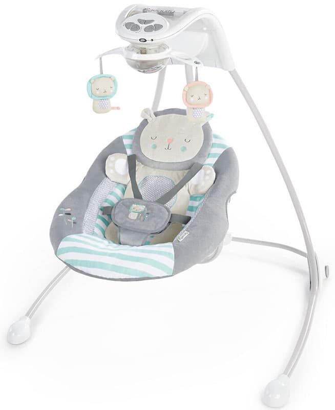 Ingenuity Pametna ljuljaška za bebe  sa melodijama svetlosnim efektima i strujnim adapterom Landry the Lion 12164