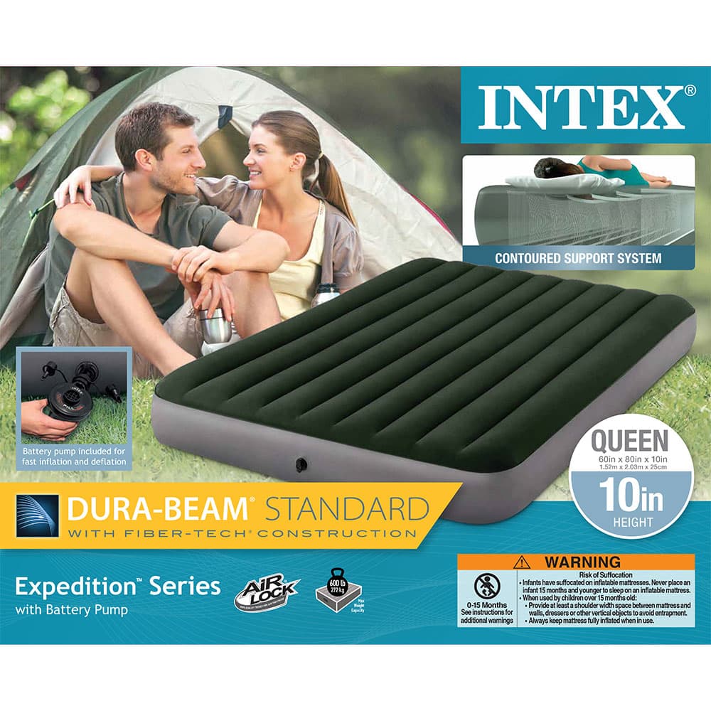 Intex 64779 Dura-Beam Standard Prestige Downy Krevet Na Naduvavanje 152x203x25 cm Sa Pumpom Na Baterije