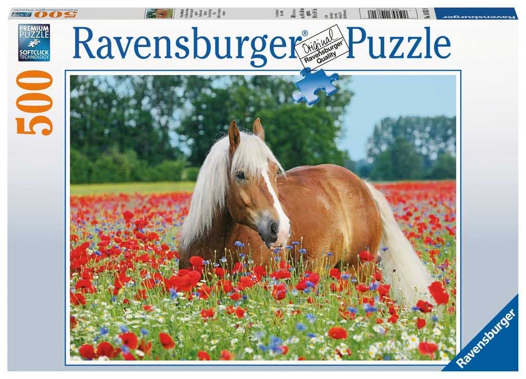 Ravensburger Puzzle 500 delova -  Konj u polju maka 14831