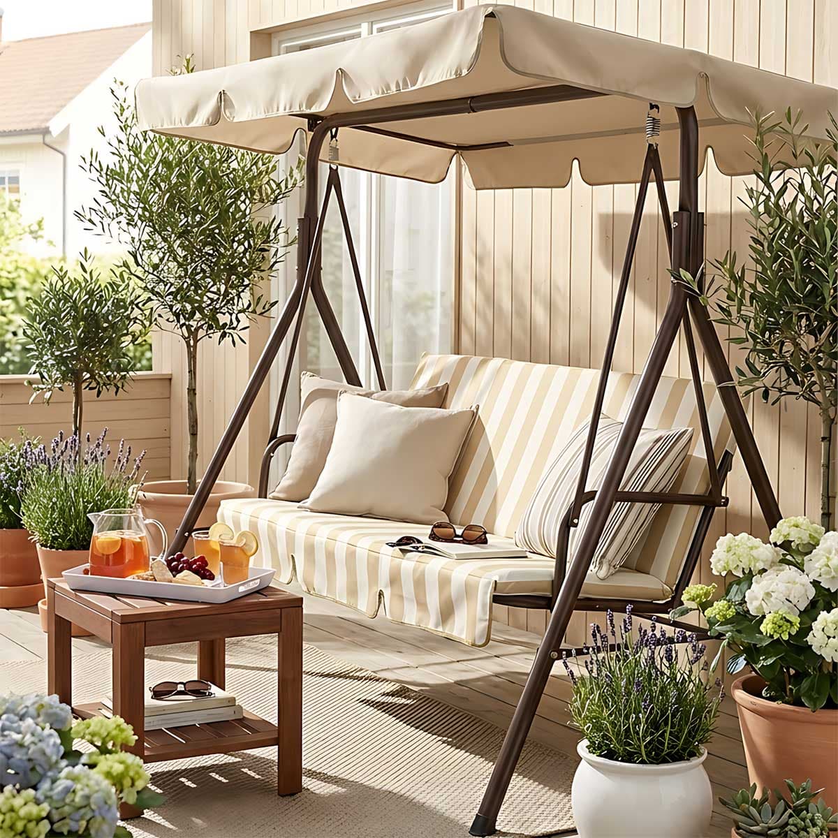 Baštenska ljuljaška Amico Bež  Bele Pruge FBL3