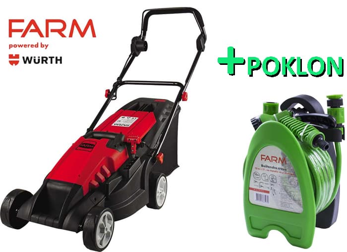 Električna kosilica za travu Farm F1600EI + Poklon Baštensko crevo na motalici 10m FTE1012