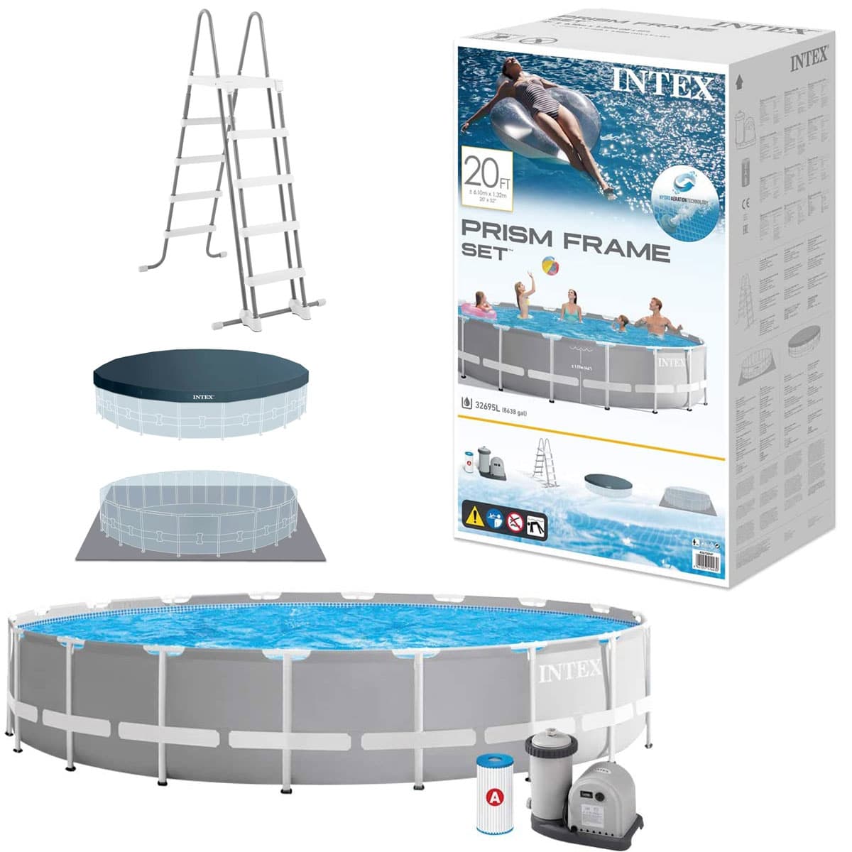 INTEX 26756 BAZEN PRISM FRAME 610 x 132 cm Sa Merdevinama, Pumpom, Pokrivkom i Podlogom