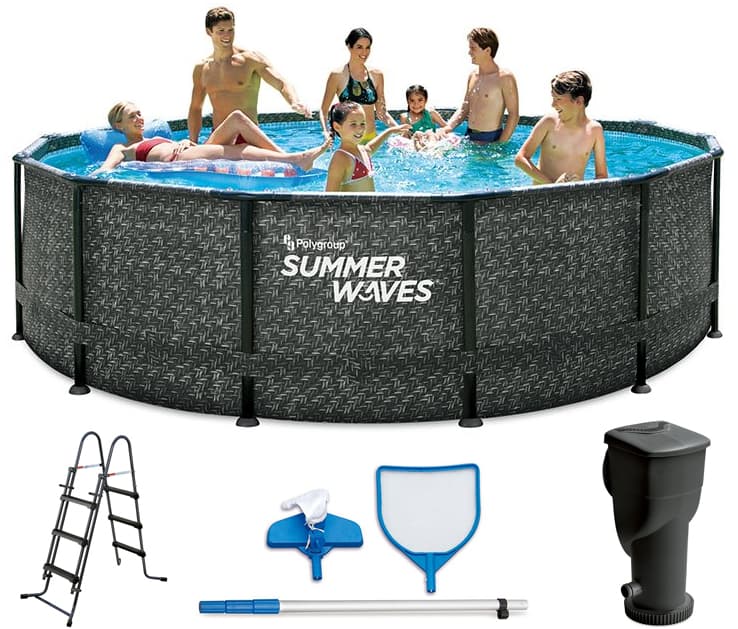 Bazen sa metalnim ramom 427x107cm Komplet sa merdevinama, Skimer filter pumpom, prekrivačem i setom za čišćenje