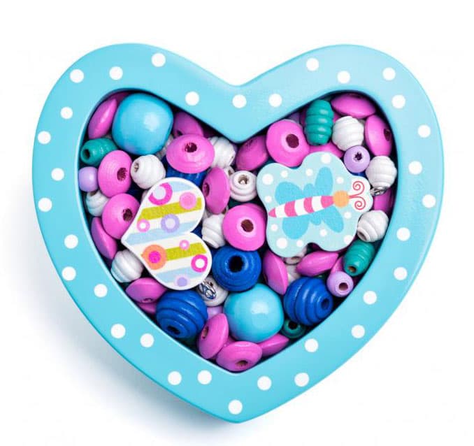 Woody Drvene perlice za nizanje - Plavo srce 90215