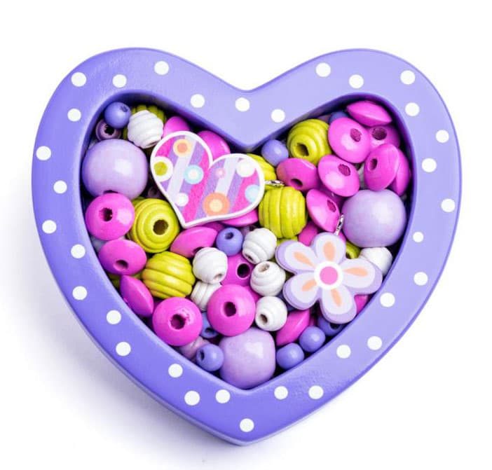 Woody Drvene perlice za nizanje - Ljubičasto srce 90216