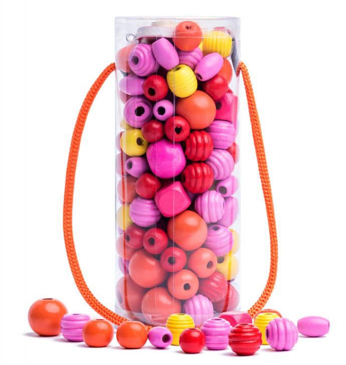 Woody Drvene perle za nizanje - Crvene 90218