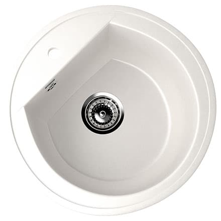 Granitna sudopera sa sifonom Ulgran U103-341 okrugla mlečno bela