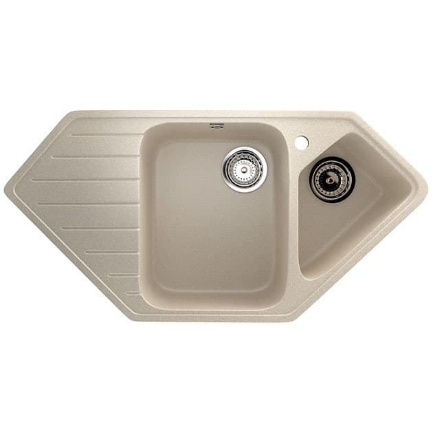 Granitna ugaona dupla sudopera sa sifonom Ulgran U409 bež