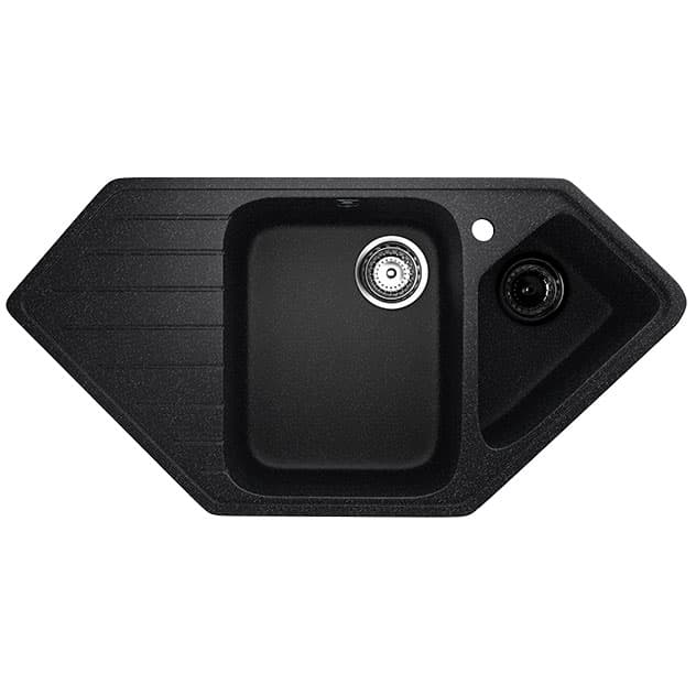 Granitna ugaona dupla sudopera sa sifonom Ulgran U409 crna