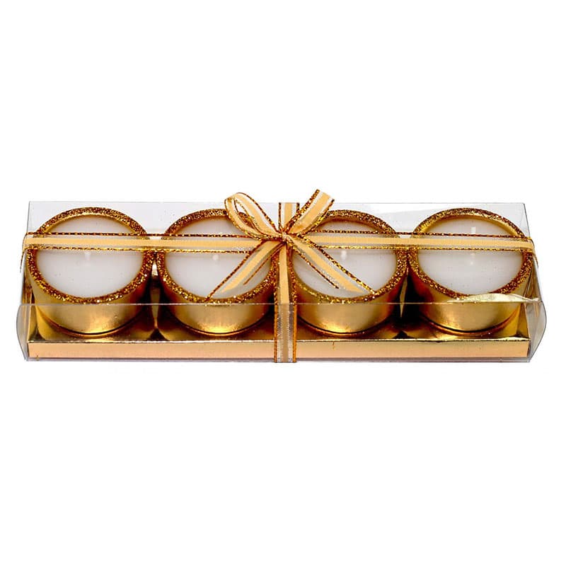 Set ukrasnih okruglih sveća u zlatnoj boji