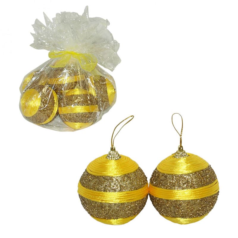 Ukrasi Za Jelku 6 komada - Kugle 8 cm Zlatne