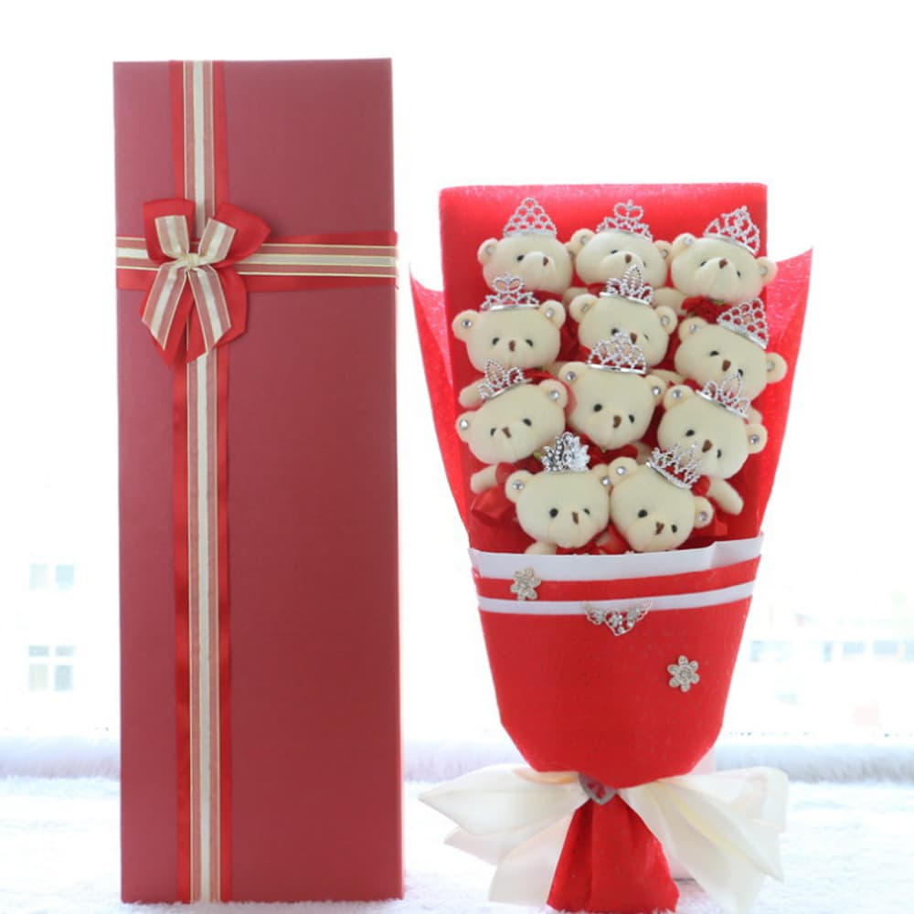 Teddy Bear Buket Crveni