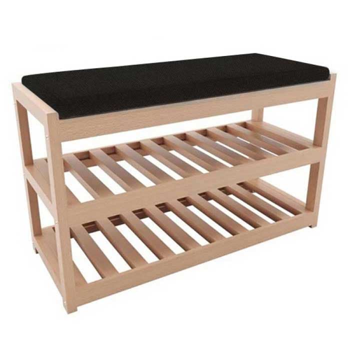 Cipelarnik sa klupom bienWood BIE-7005c Crni jastuk