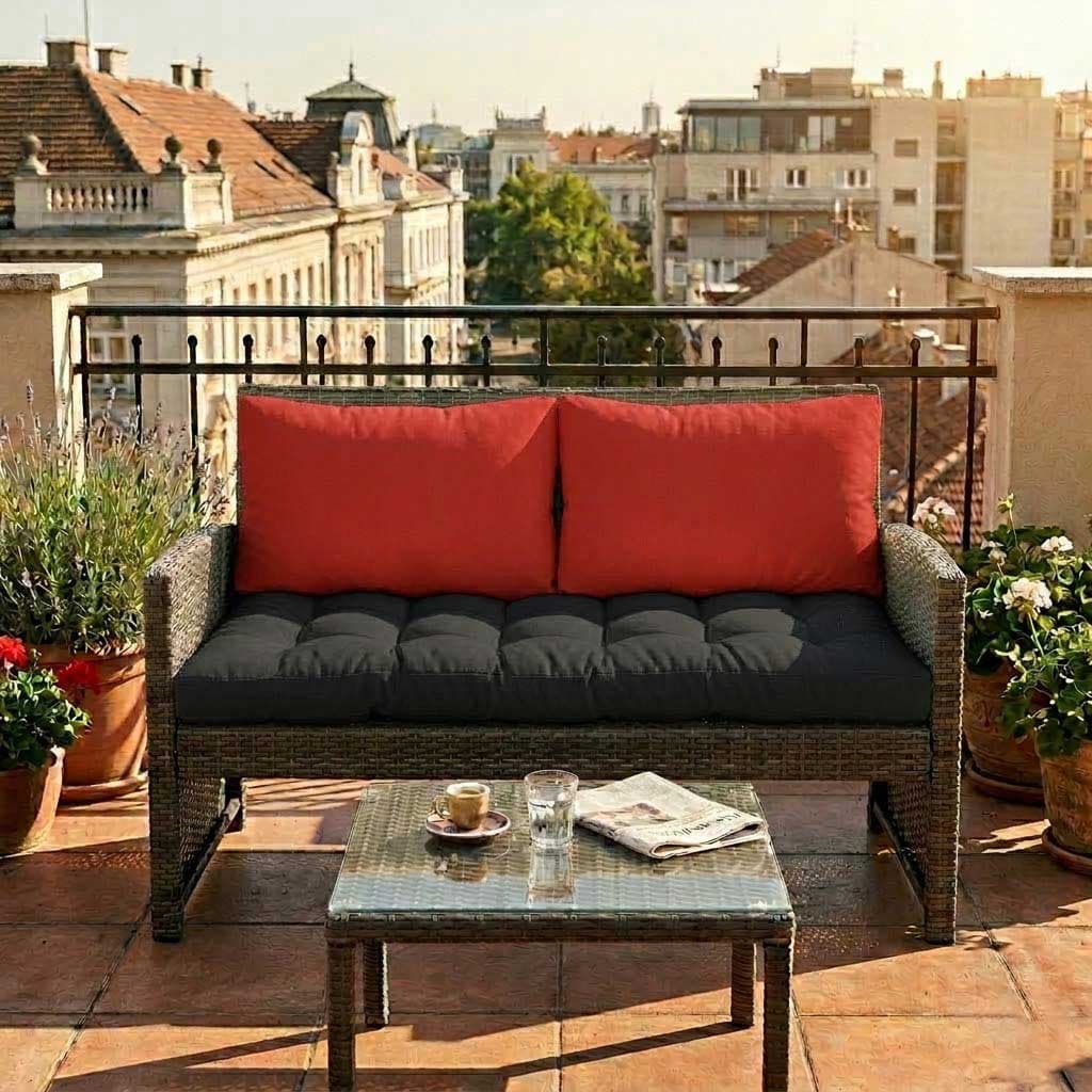 Jastuci za dvosed 100 x 50 x 50 cm Crna - Crvena