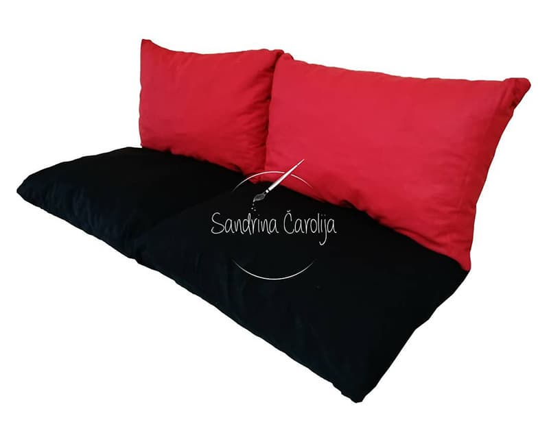 Jastuci za garniture od paleta 130 x 50 x 50 cm Crna - Crvena