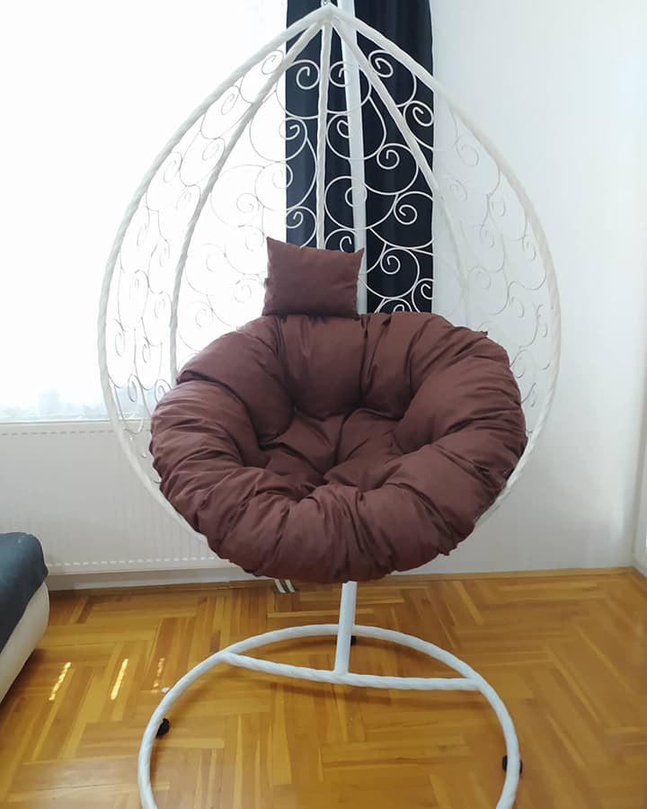 Ljuljaška Jaje - Metalna Domestico WHITE sa jastukom BROWN