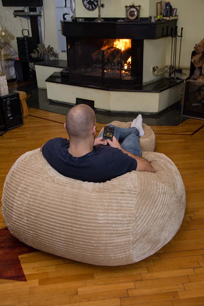 Lazy Bag Jumbo Fotelja- Štraftica Bež