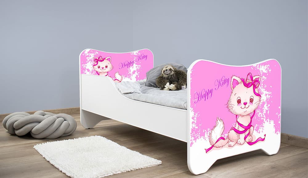 Dečiji krevet sa dušekom i letvicama 140x70 cm Happy kitty