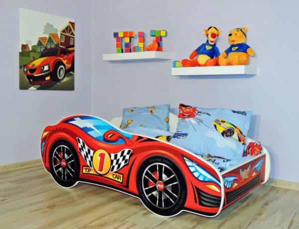 Dečiji krevet sa dušekom i letvicama 140x70 Top car