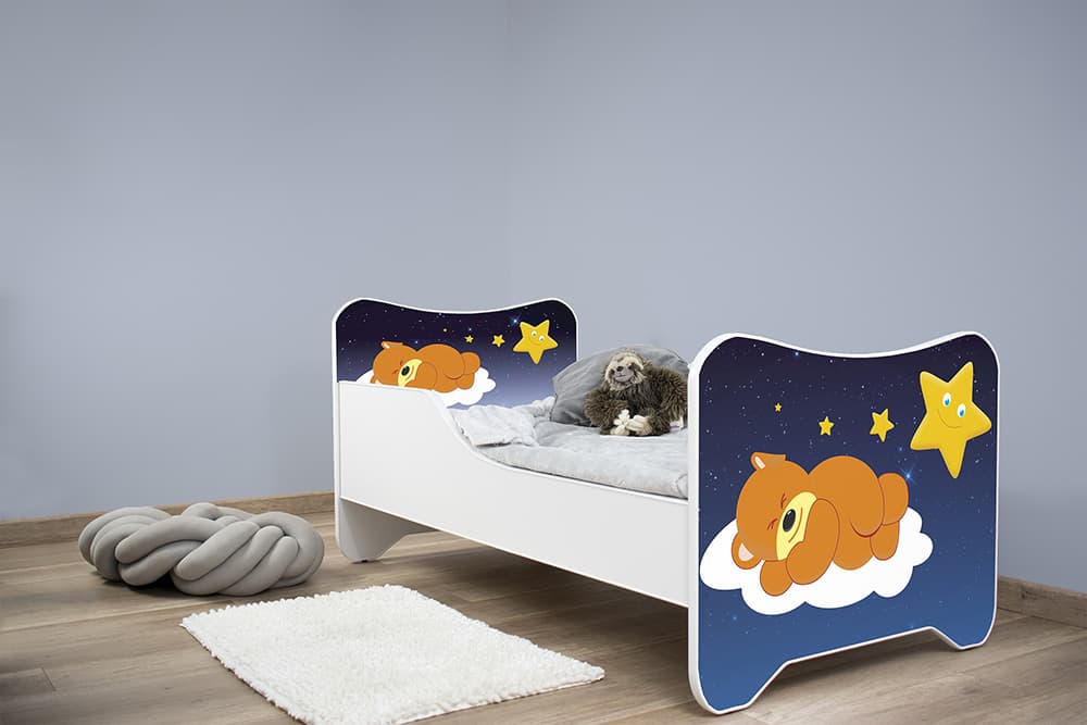 Dečiji krevet sa dušekom i letvicama 140x70 cm Happy kitty Sleeping teddy