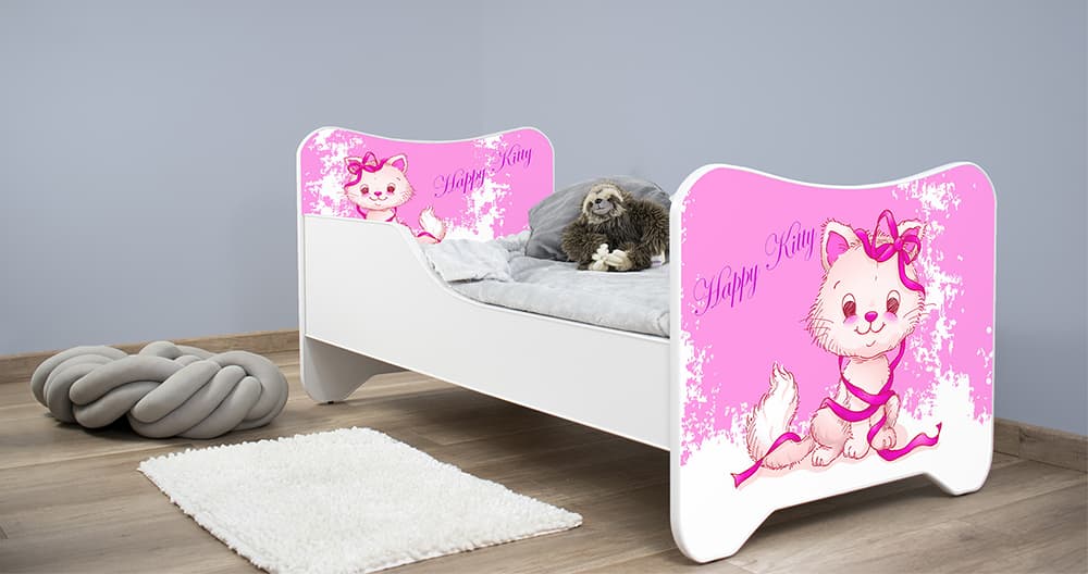 Dečiji krevet sa dušekom i letvicama 160x80 cm Happy kitty