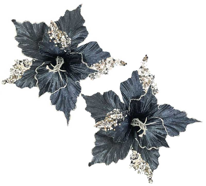 Novogodišnji ukrasi Cvet 2kom. 28cm Plavi