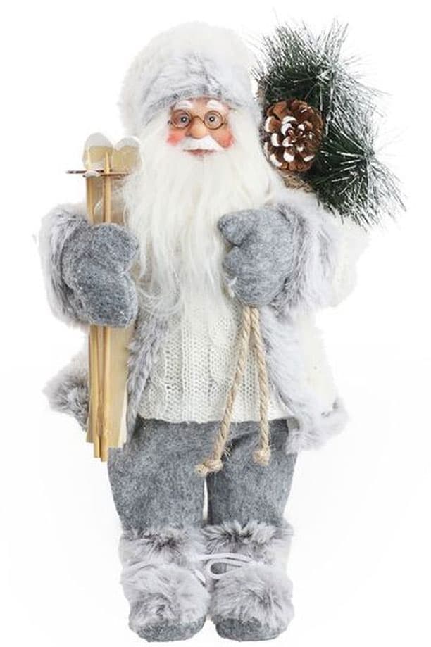 Novogodišnja figura Deda Mraz Deco Santa Grey 30 cm