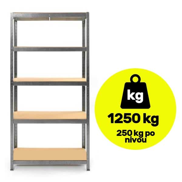 Metalna polica velike nosivosti 5x250kg 180x100x60cm