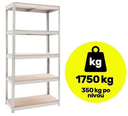 Metalna polica sa pet nivoa velike nosivosti 5x350kg 180x100x60cm