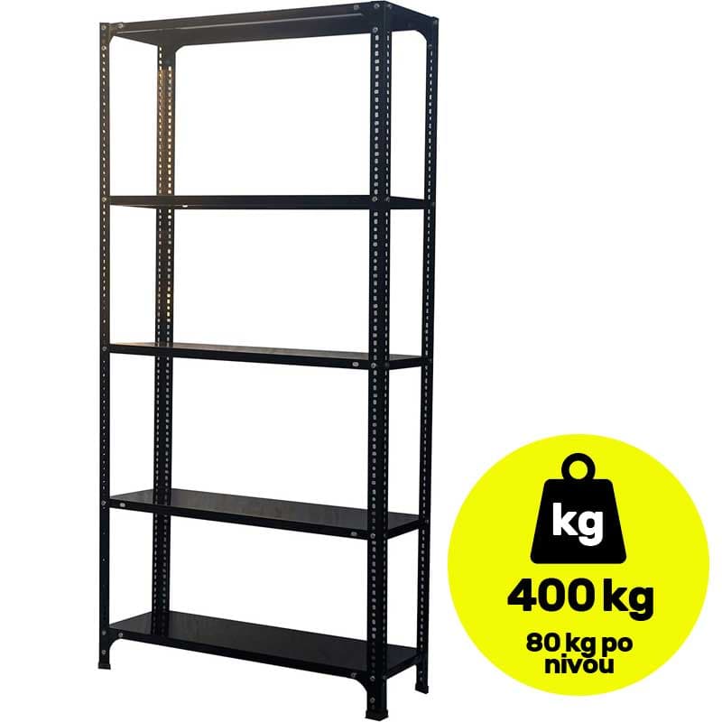 Metalna stalaža sa pet polica za odlaganje Nosivost 5x80kg 188x100x40cm Antracit