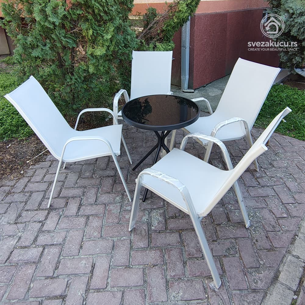 Baštenska Garnitura Haai 4 Bež Stolice i Sto sa Staklom