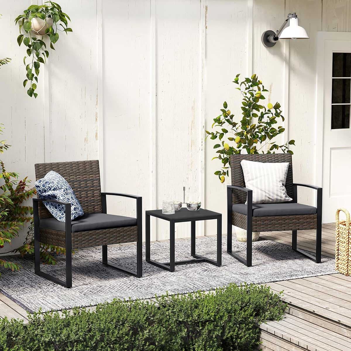 Ratan Set za Terasu - 2 Fotelje sa jastucima i Stočić Ortigia