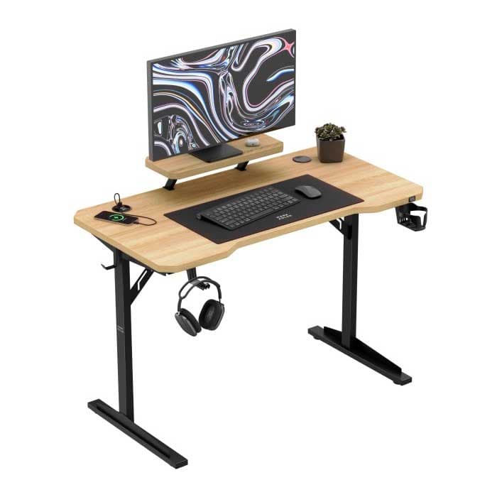 Leader 5.1 Radni Sto Sa Postoljem Za Monitor i USB Punjačem Boja Hrasta Mark Adler