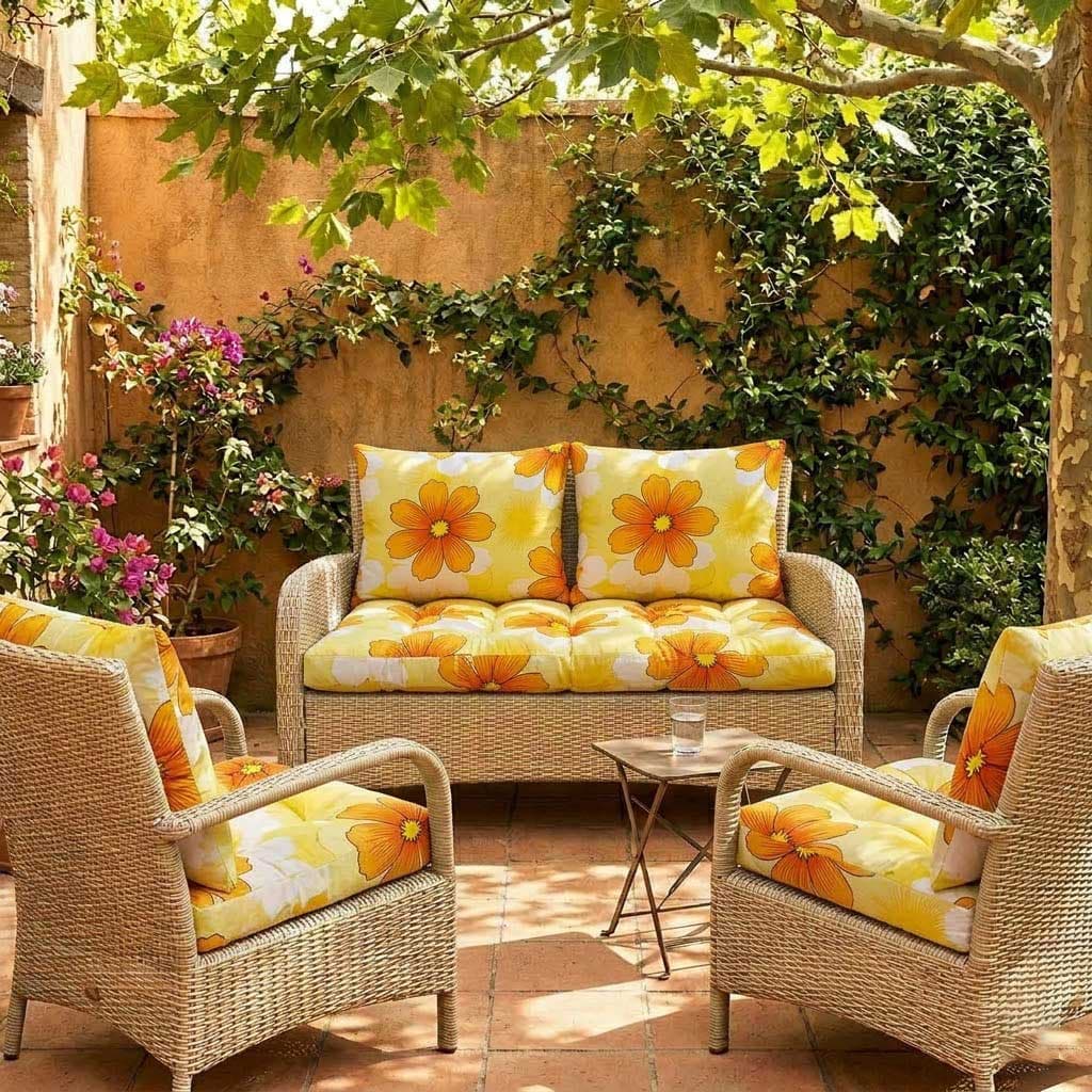 Jastuci Za Baštensku Garnituru - Dvosed 120cm i Dve Fotelje HAPPY FLOWERS